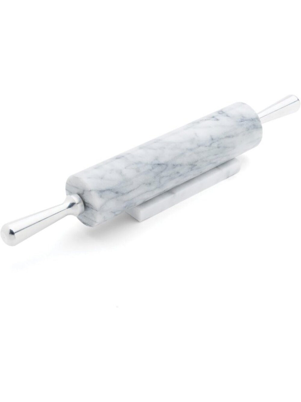 Elegant White Marble Rolling Pin with Stand & Aluminum Handles - Baking